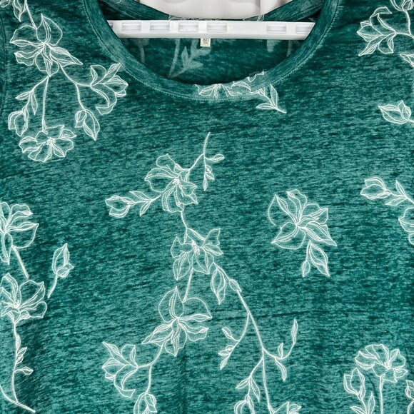 C & C California Womens 2X Green Floral Long Sleeve Top - Picture 2 of 5